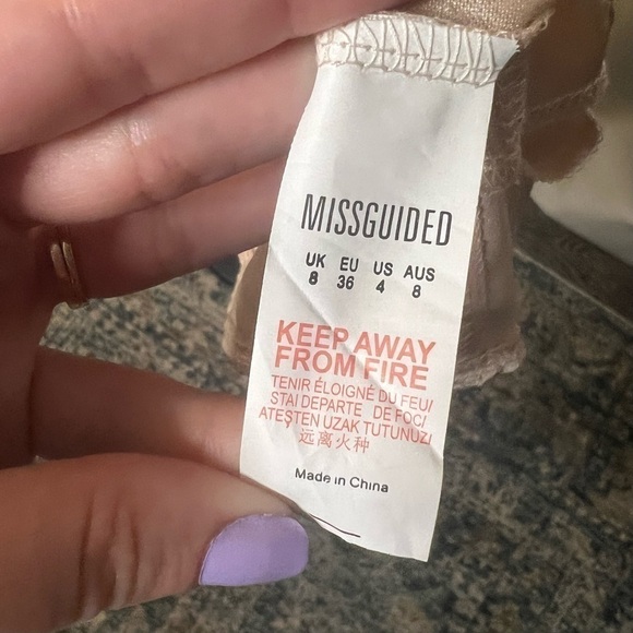 Missguided Petite Plunge Twist Front Shift Metallic Champagne Dress 4 - Picture 9 of 9